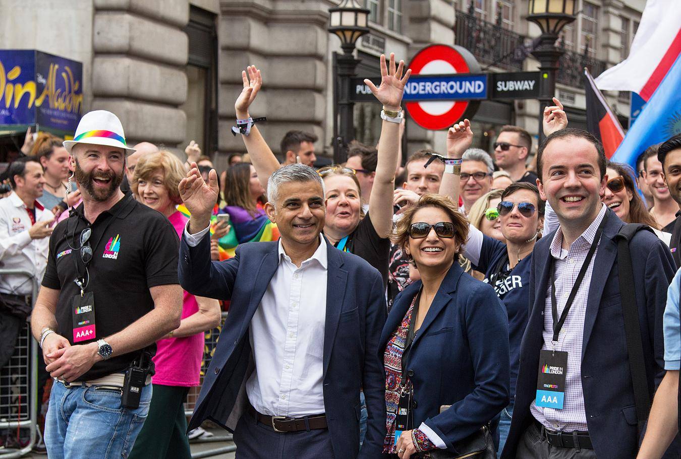 Sadiq Khan, Mayor of London, at head of Pride Parade, 25 June 2016