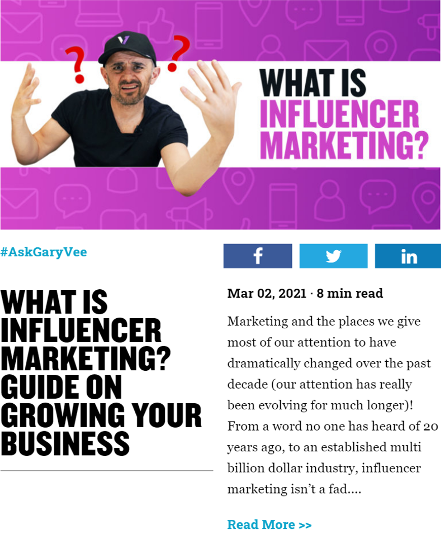 Garyvaynerchuk.com (the example of an entrepreneur that runs a personal blog) How to use content writing for brand awareness