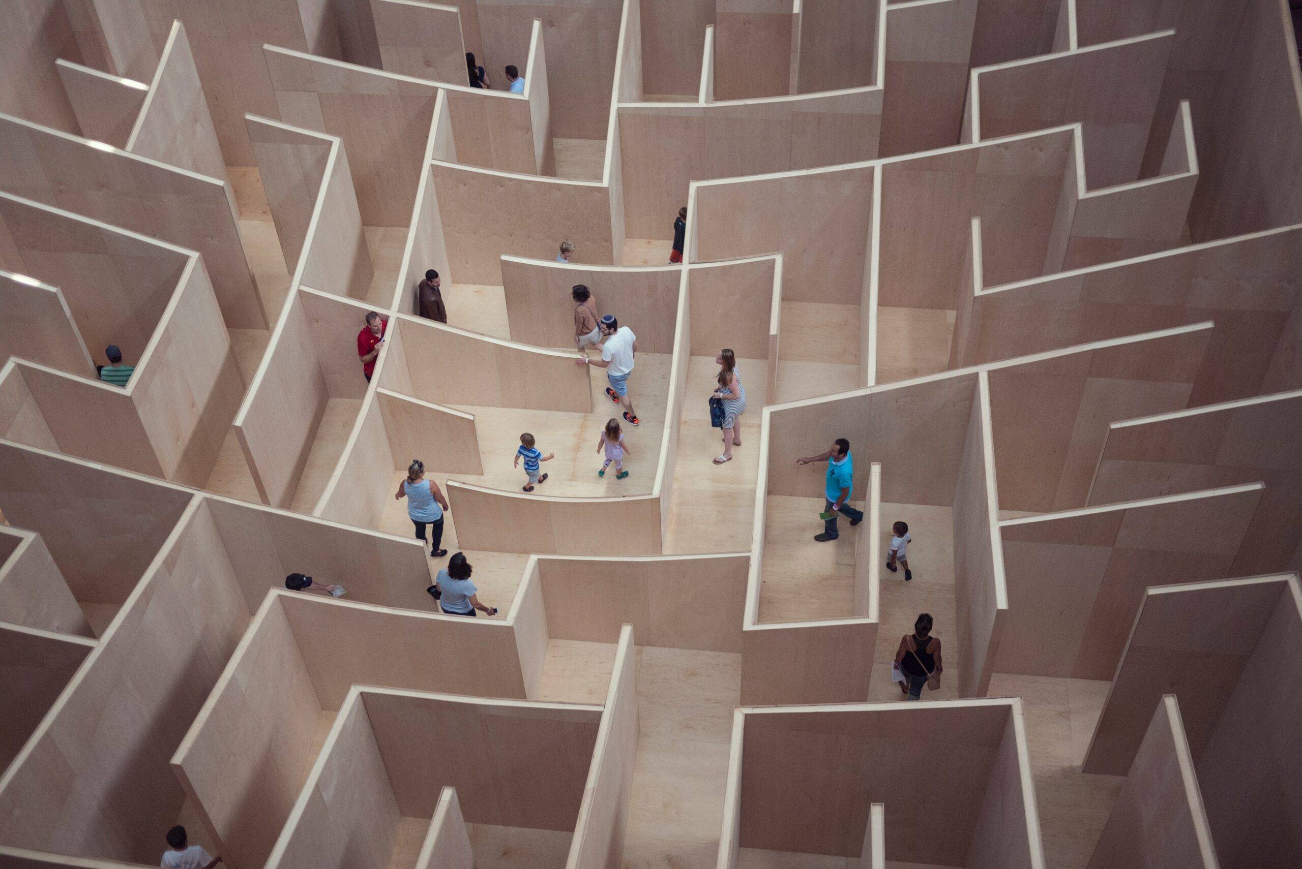 Visitors stuck in a maze