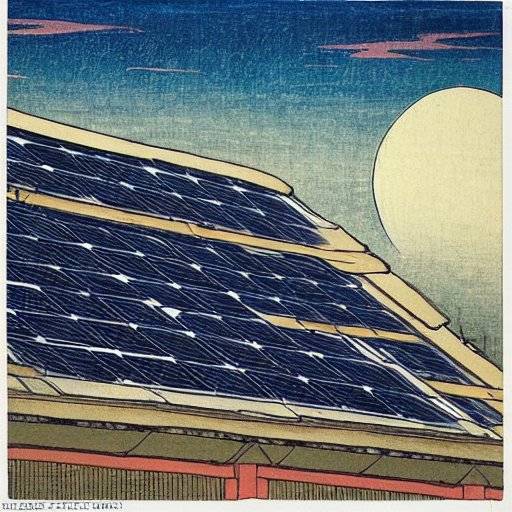 Hokusai's rendering of photovoltaic systems, from Stable Diffusion